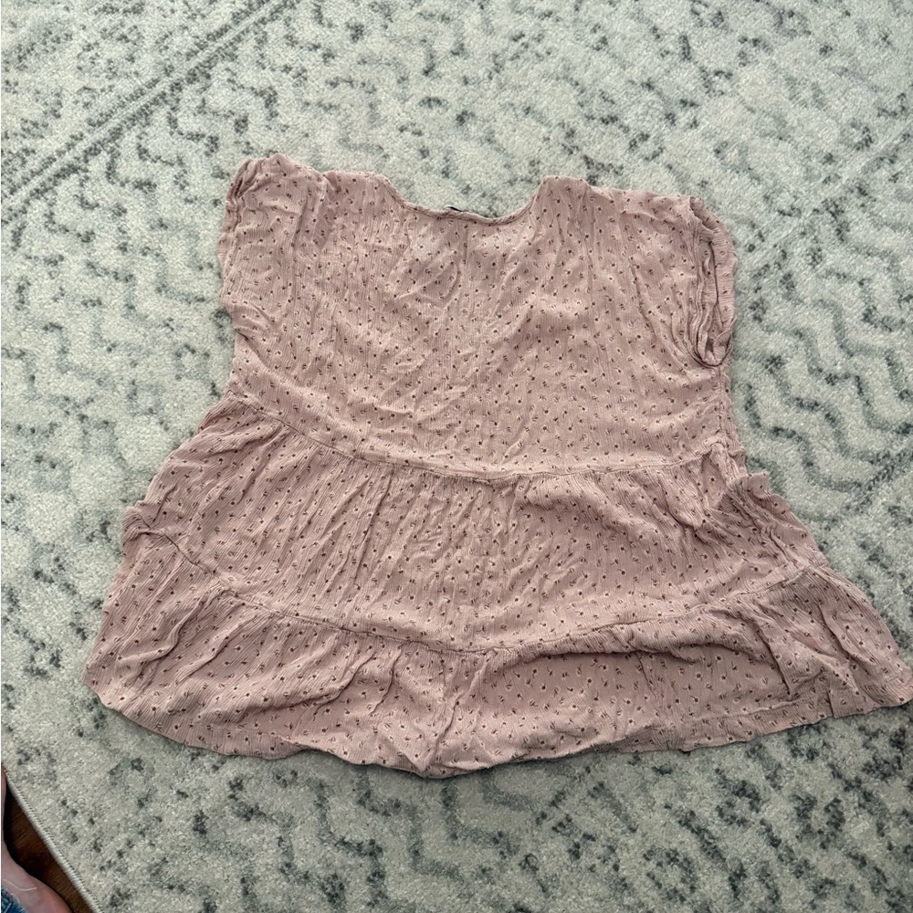 American Eagle Outfitters Pink Smocked Tiered Blouse